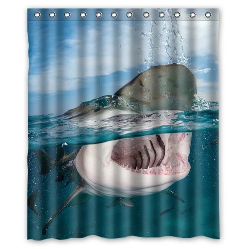 Крутые акулы открытый рот индивидуальный дизайн Ванна водонепроницаемый занавески для ванной комнаты занавески s 48x72, 60x72, 66x72 дюймов