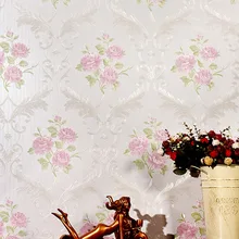 

European Style Embossed Floral Wall Paper Roll Pink Beige Rustic 3D Flower Wallpapers Bedroom Living Room Contact Papel Mural