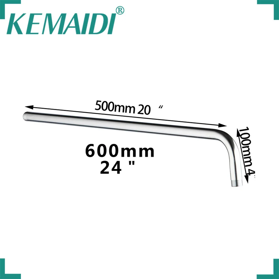 KEMAIDI New 60cm Long Stainless Steel Shower Arm 5622-60 for Shower Head Shower Holder Wall Mount Shower Bar Rod in Bathroom