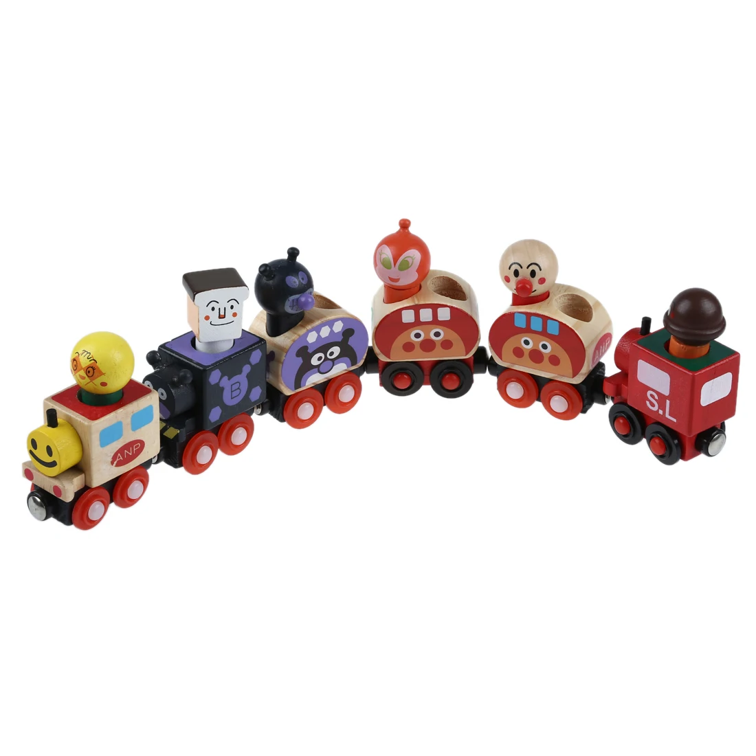 

Set of 6 Wooden Magnetic Bread-shape Little Train Model Educational Toys