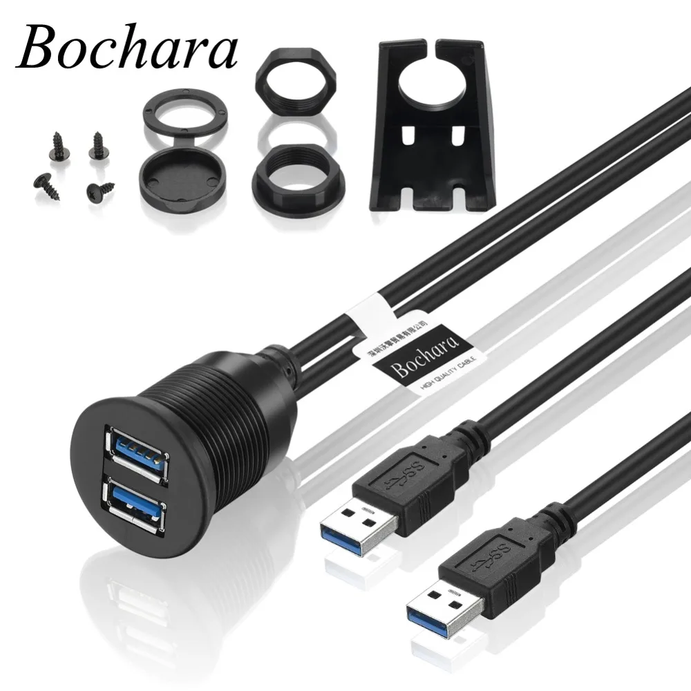 Удлинительный кабель Bochara с двумя разъемами USB 3 0 папа на мама панель скрытого