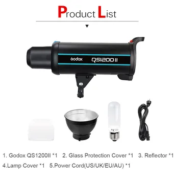 

Godox QS1200II 1200Ws GN110 Professional Studio Strobe with Built-in Godox 2.4G Wireless X System Offers Shooting CD50 A04