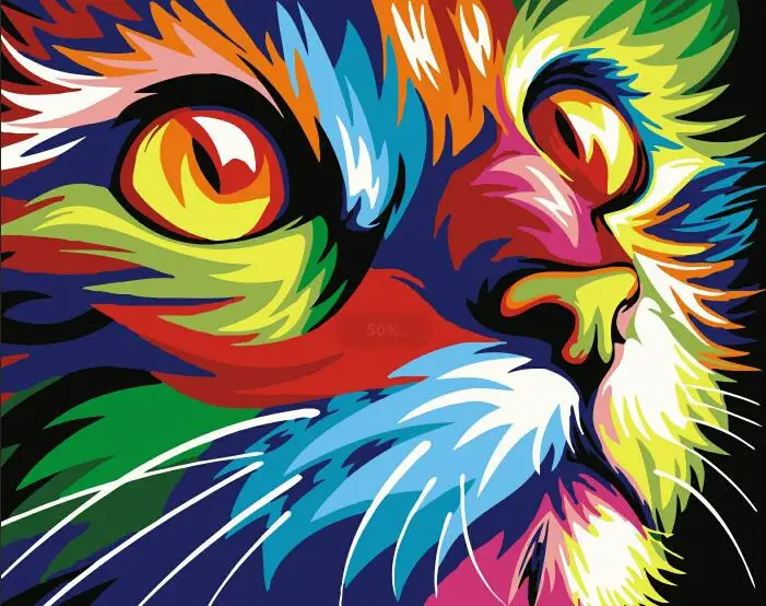 Красочные лев, собака, тигр, кошка, волк, олень, Орел, лошадь, петух, абстрактный Рисунок Сделай своими руками по номерам современного искусства стены для картина на стену для дома - Цвет: ZQ-6436