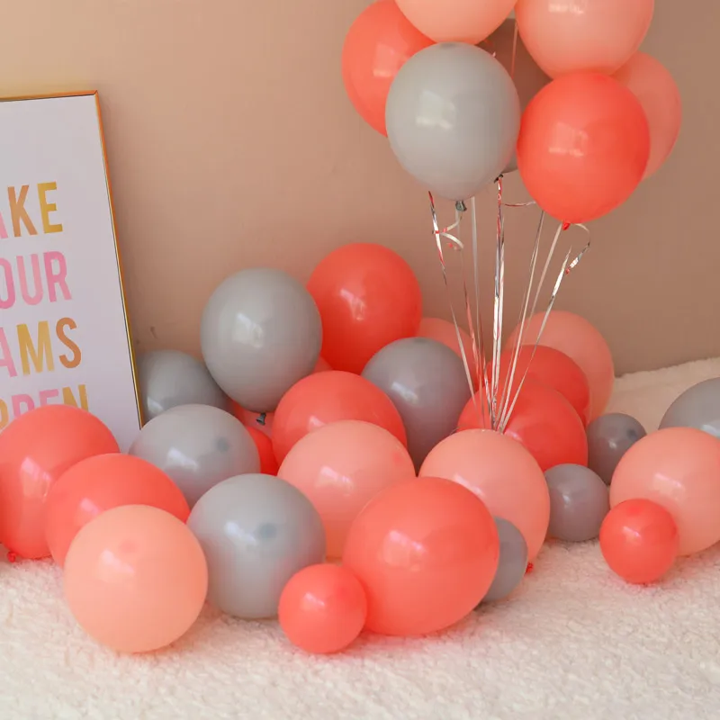 Coral red/Gray/Peach Latex Balloons 50 pcs Birthday balloons Wedding Party Decoration 5inch/10inch Helium Air Balloon Wholesale