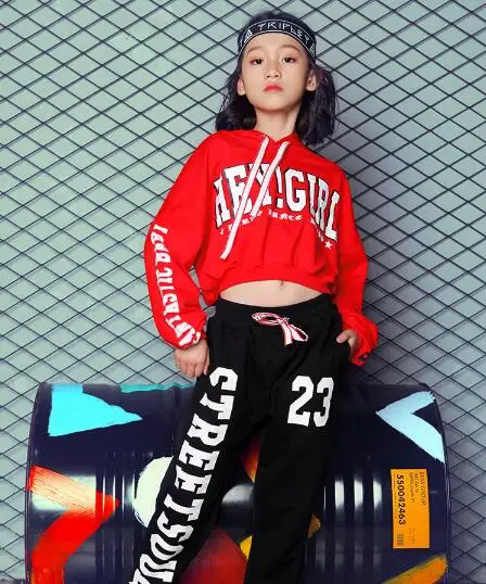 

Girls Ballroom Jazz Hip Hop Dance Competition Costume Children Sweatshirt Pants for Kids Dancing Clothing Clothes Wear