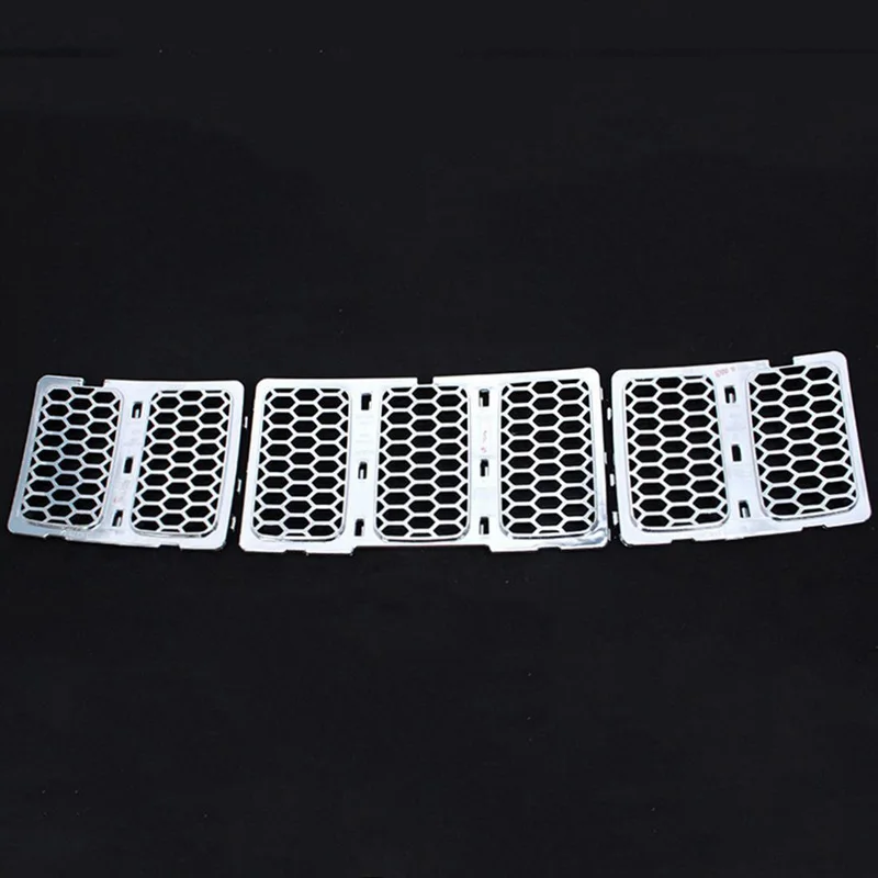 

MAYITR 3pcs Silver Front Grill Mesh Grille Insert Cover for Jeep Grand Cherokee 2014 2015 2016 Car Styling Cover Sticker