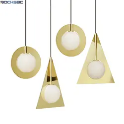 BOCHSB Современный Железный стеклянный шар подвесные светильники круглый треугольник светодио дный светодиодный подвесной светильник