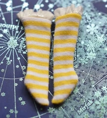 1 пара ob11 кукольные носки одноцветная полоска кружевные вязаные носки для OB11 obusit11 1/12 bjd куклы аксессуары Одежда для кукол - Цвет: yellow stripe
