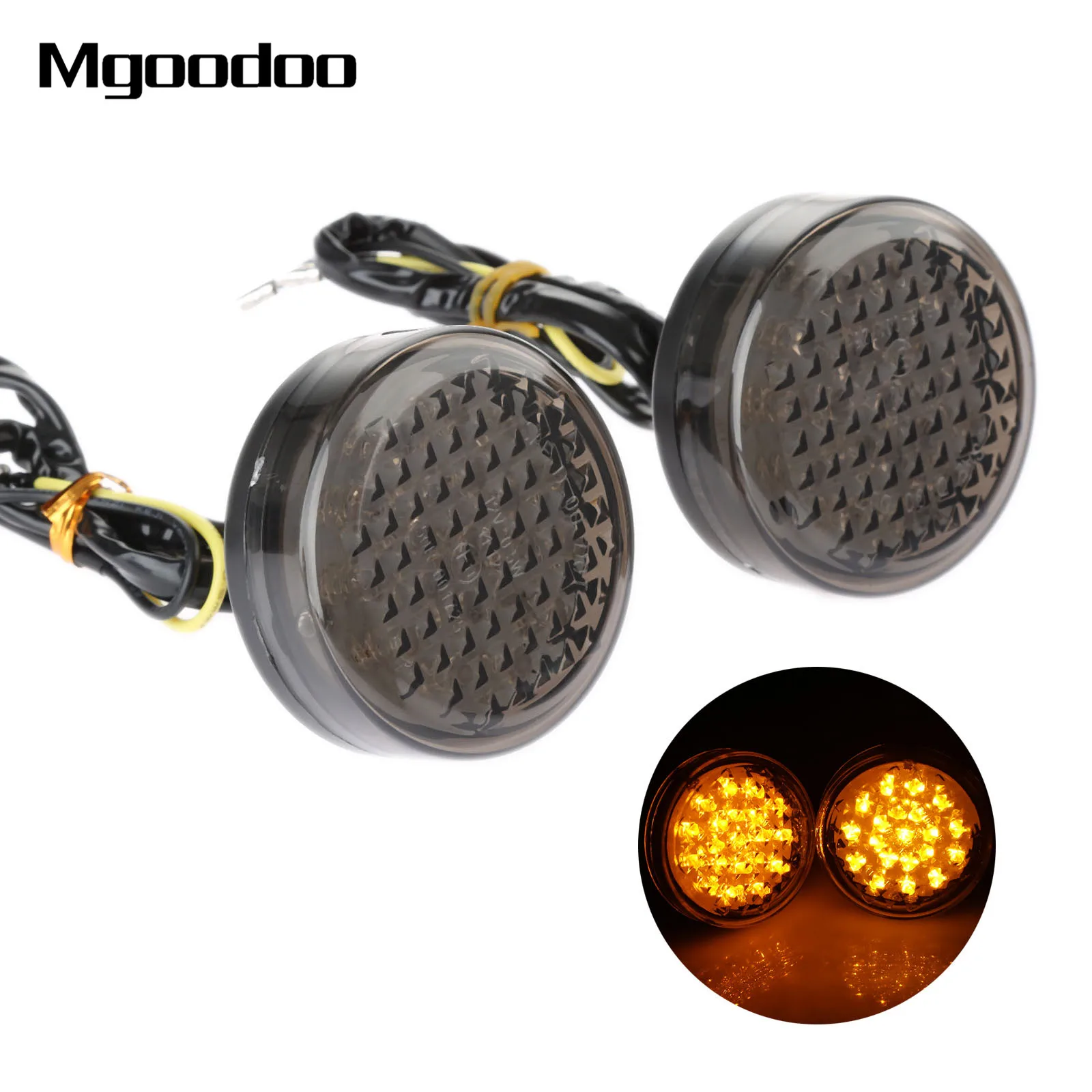 

Mgoodoo 2x New Flashing Motorcycle LED Turn Signal Lights Lamp 20 Led Indicator Light Round Amber Blinker Lamp For Yamaha Honda