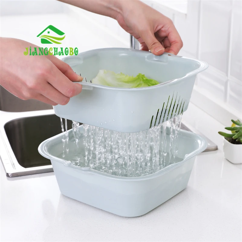 Creative Double layer Sink Plastic Washing Basket Kitchen Taomi Basin Drain Basin Drain Basket