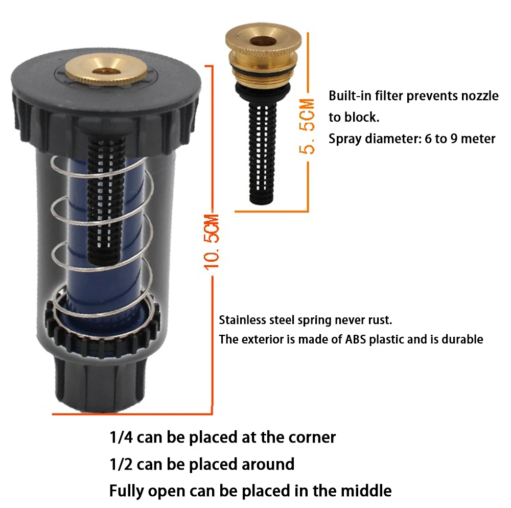 90-360 градусов 4 шт./лот Регулируемый садовый газонный опрыскиватель Автоматическая Выдвижная Спрей Оросительная Система медная насадка