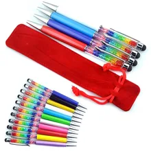 100 шт/партия Красивая Дамская Радужная Хрустальная шариковая ручка Алмазный Уникальный дизайн слой стилус студенческий свадебный подарок; индивидуальный логотип