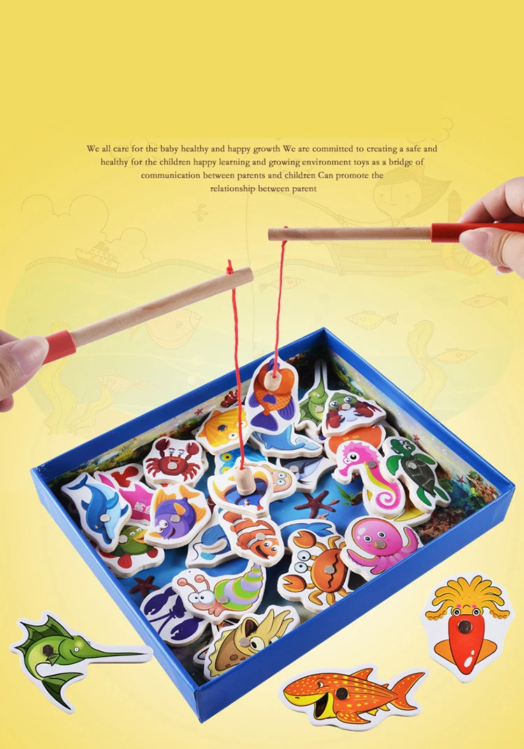 32 шт. Магнитные деревянные рыболовные игрушки набор детские развивающие игрушки Набор Рыбная игра обучающая рыболовная игрушка детский подарок на день рождения