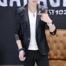 Для мужчин's тонкий кожаный пиджак мужской семи-четверти Veste Homme Mariage