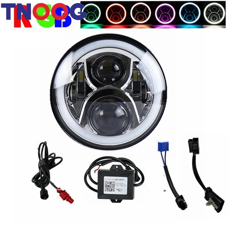  TNOOG 7 Inch LED Headlight Conversion Kits With RGB DLR Halo Light For Jeep Wrangler Jk TJ Hummer T - 32845202042