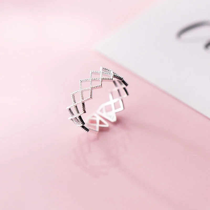 INZATT, настоящее 925 пробы, серебряное, минималистичное, геометрическое, полое кольцо для очаровательных женщин, вечерние ювелирные украшения, модные аксессуары, подарок