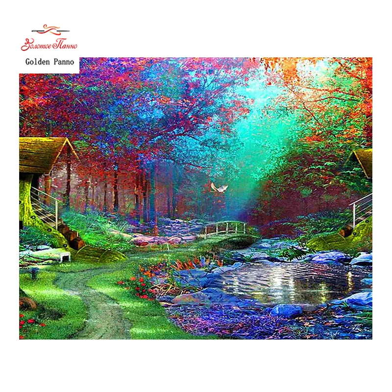 

Golden Panno,Needlework,DIY DMC Cross stitch,Sets For Embroidery kit 14ct unprinted color cross-Stitching,christmas 0125