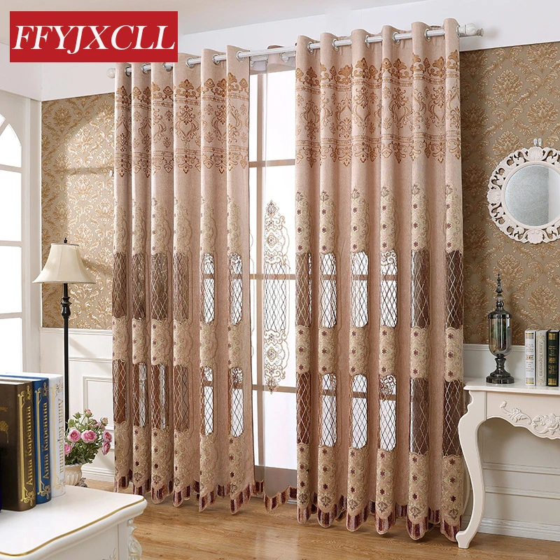 

Openwork Luxury Jacquard Embroidered Geometric Curtains for Living Room Bedroom Window Treatment Tulle Drapes Custom Made