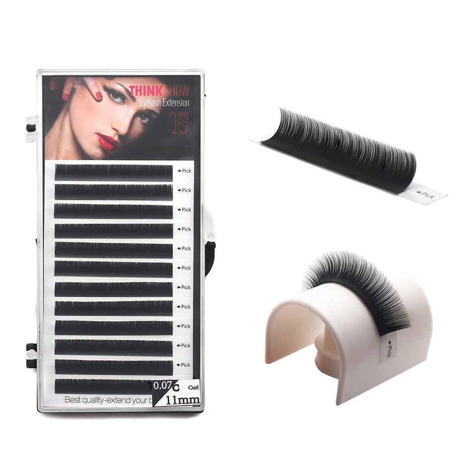 

All Sizes Think Show False Eyelash Extensions Mink Black Material BCD Curls 8-5mm 1 Tray/Lot Individual Lashes