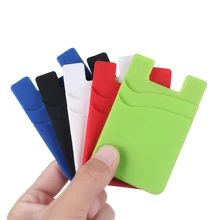 Venda quente telefone titular do cartão de silicone celular voltar titular do cartão elástico carteira vara no adesivo dinheiro id macio