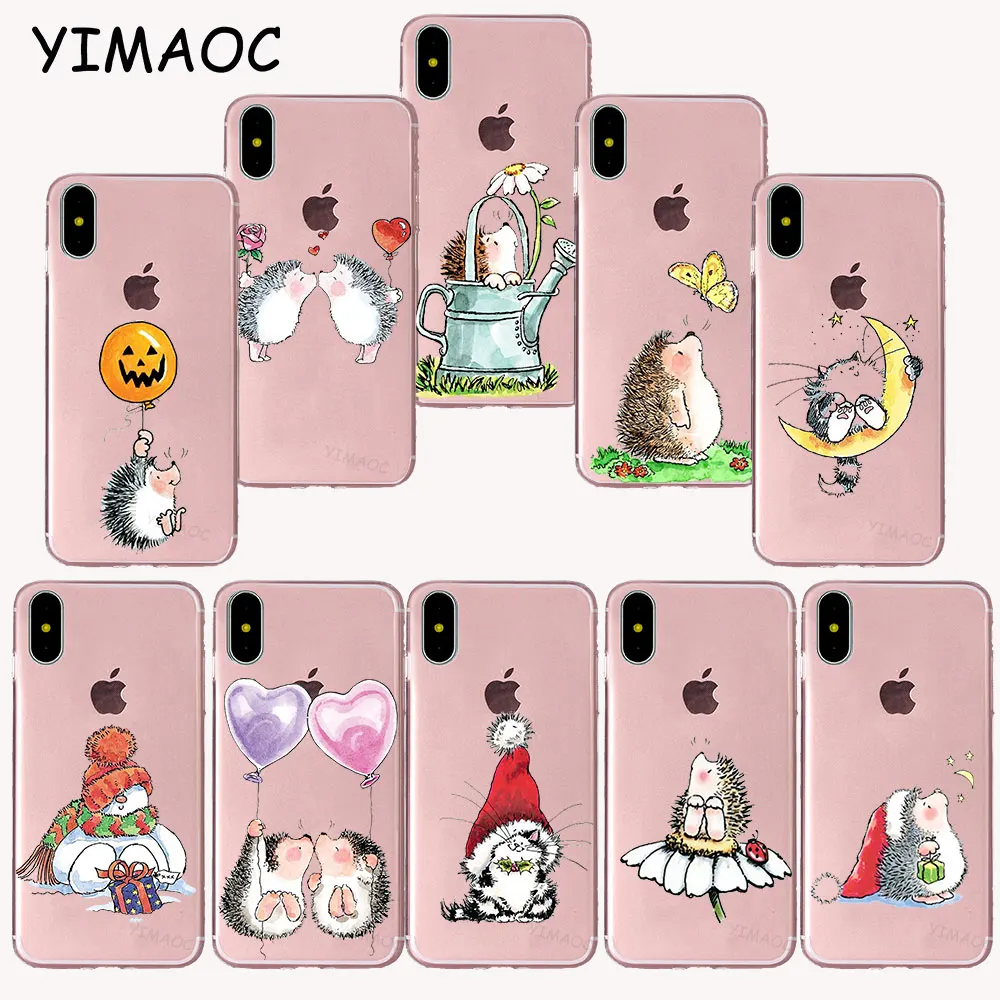 

YIMAOC 14z Love Heart Balloon Hedgehogs Soft TPU Silicone Case for iPhone X r s Xr Xs Max 8 7 6S 6 Plus 5 5s SE