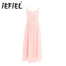 Из шифона для девочек плиссированное платье для девочек в цветочек с фатиновой юбкой платье принцессы для конкурса красоты платье подружки невесты День рождения Макси пол Длина платье