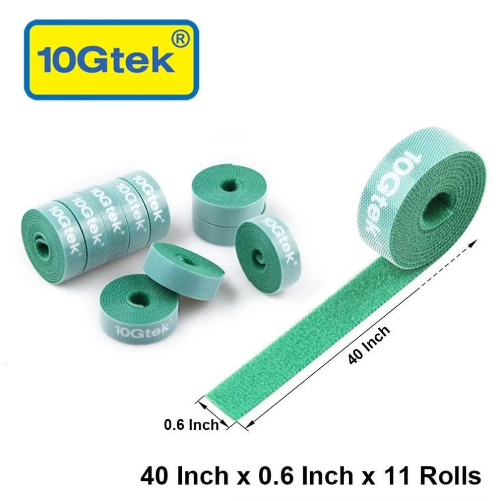 

11Pcs Green Reusable Cable Straps Hook and Loop Fastening Cable Ties Wire Organizer for Home, Office, Table, PC, TV
