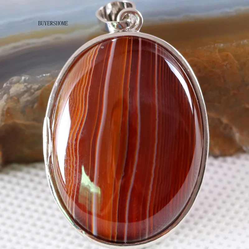 1 шт Овальный 35x25 мм Натуральный камень Бусины коричневый veins onyx кулон, ожерелье для девочек Для женщин украшения подарок K669 - Окраска металла: Голубой с покрытием из белого цинка