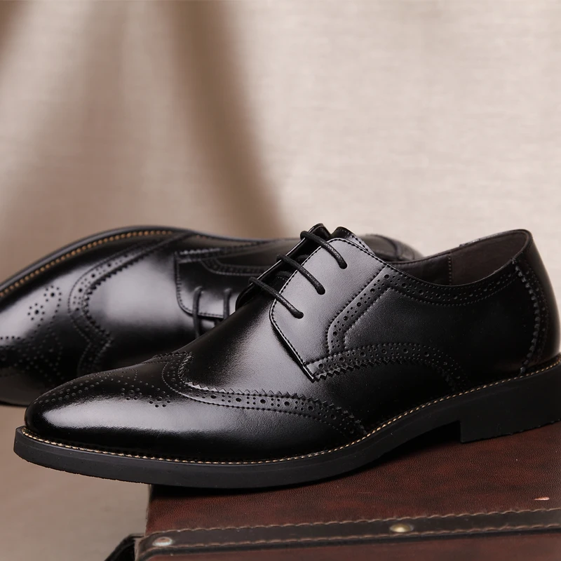 GOODRSSON/официальная Мужская обувь из натуральной кожи Деловое офисное платье свадебные туфли на плоской подошве; оксфорды с острым носком;