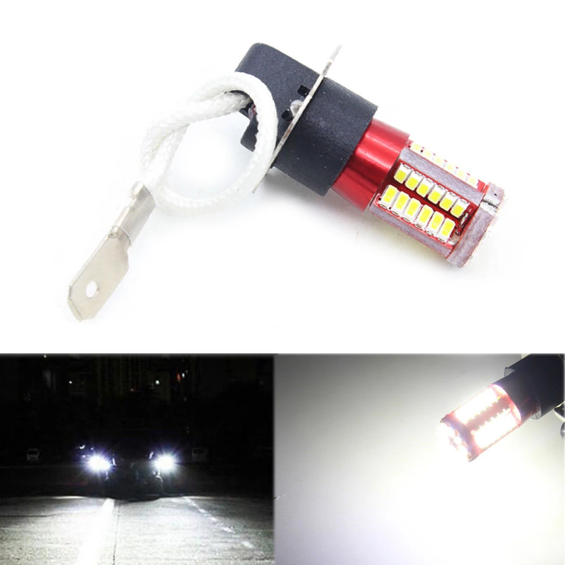 1 пара H3 4041 SMD 57 светодиодный лампы ксенон белый 6000 К Противотуманные фары Дневные