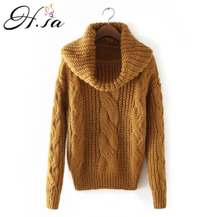 HSA 2018 Women Turtleneck Sweater and Jumpers Autumn Winter Warm Twisted Steetwear Loose Turtleneck Pull Femme Winter Jumpers Sweaters