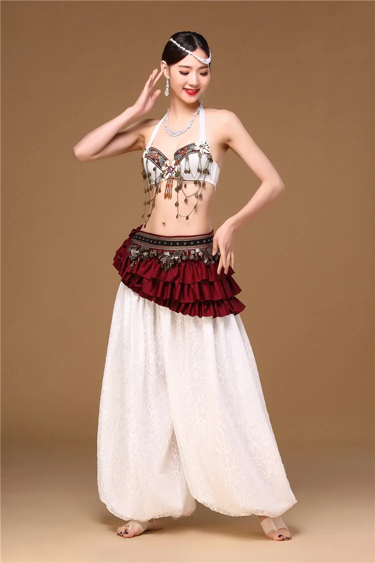 Tribal Belly Dance Pants for Women Dancewear 3pcs Set Beaded Bra Coins Belt  Bloomers Bellydance Pantalon - AliExpress
