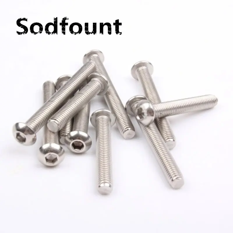 50pcs/Lot M5 yuan cup Half round head 304 Stainless Steel Hex Socket Head Cap Screw Bolts M5*8/10/12/16/18/20-60mm | Обустройство