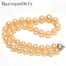 BaroqueOnly, высокий светильник, большие настоящие жемчужные ожерелья Эдисона, женская мода, твердые серебряные ювелирные изделия, 10-13 мм, натуральный пресноводный жемчуг, 18 дюймов