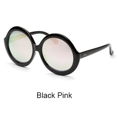 Два Oclock негабаритных солнцезащитных очков женские роскошные брендовые дизайнерские винтажные Круглые Солнцезащитные очки женские большие черные очки 8X1199 - Цвет линз: Black Pink