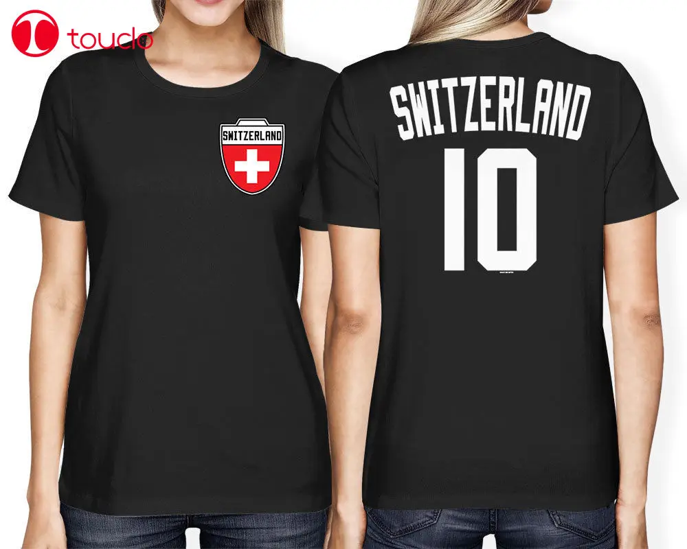 2019 Hot Sale Switzerland Soccers Footballer Crest Country Pride WoMen's T-Shirt Double Side Hoodies | Мужская одежда