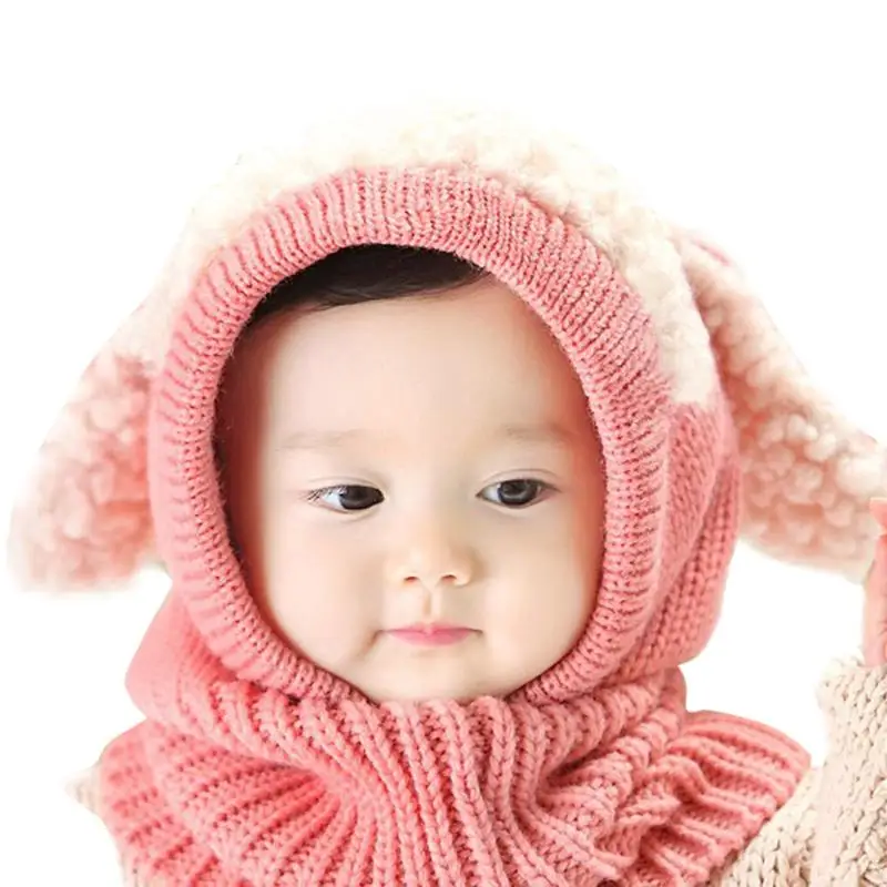 30 стилей; милая детская шапка; сезон зима-осень-весна; шапки; вязаные теплые шапки; комплект с шарфом; детская шапочка для маленьких мальчиков и девочек - Цвет: Pink