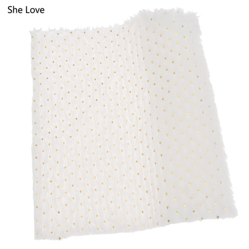 She Love A4 меховая блестящая золотая ткань в горошек DIY материал для одежды, аксессуары для рукоделия