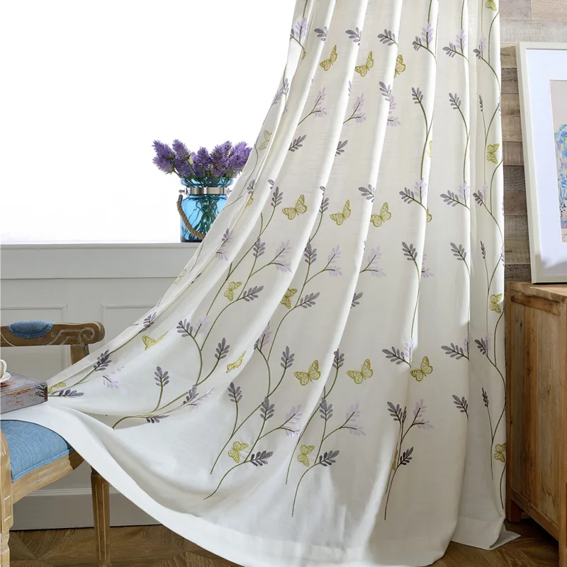 

Curtain Cloth Modern Idyllic American Country Curtain Bamboo Cloth Embroidery Curtains for Living Room and Bedroom