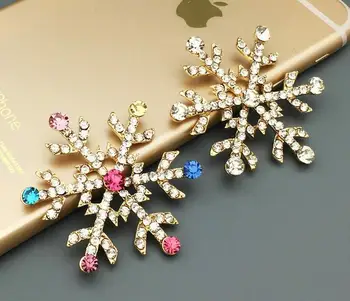 

20pcs 45mm Gold Plated Clear/Multicolor Crystals SnowFlake For Scrapbooking Craft Hair Clip iPhone Case Decoration