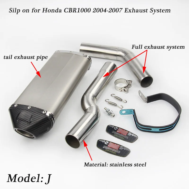 Для Honda CBR1000RR 2004-2007 полная выхлопная система мотоцикла Silp on для CBR1000 хвост выхлопной трубы глушителя