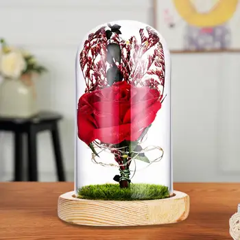 

Creative Rose Lamp Usb LED Night Light Glass Cover Eternal Flower For Christmas Holiday Gift Home Decoration Ornaments