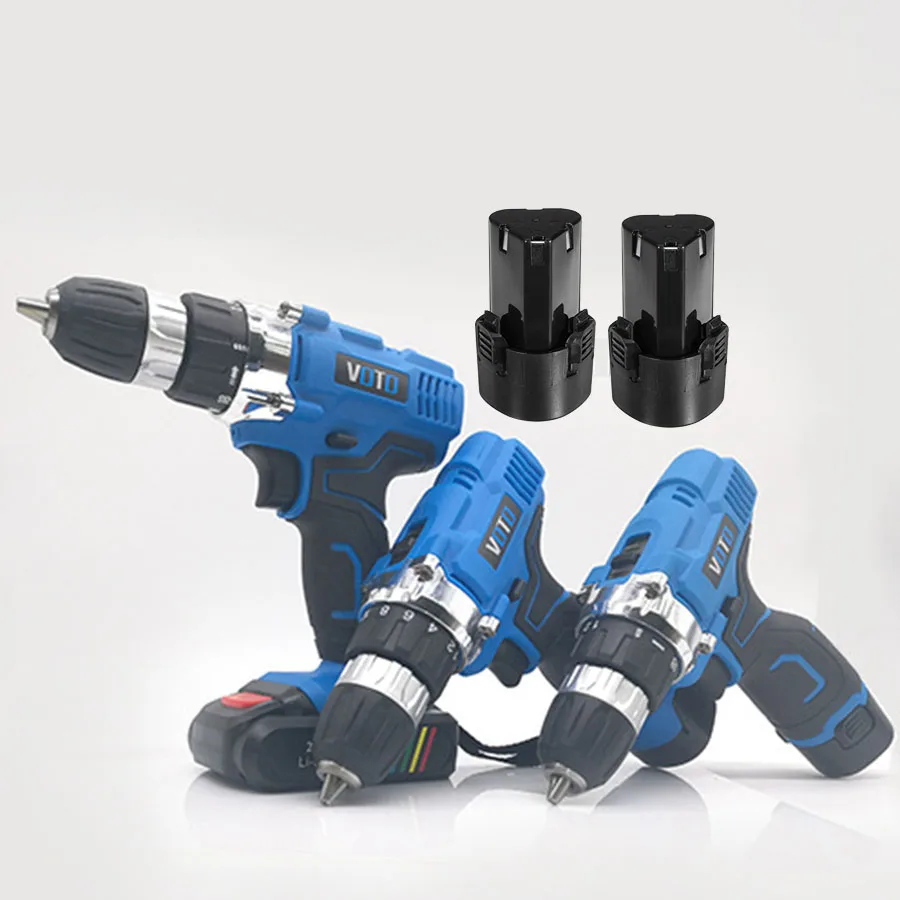 

VOTO V6 2*Battery Rechargeable Cordless Drill Electric Screwdriver Set Lithium Power Tools Screw Gun Driver 12V 16.8V 21V Blue