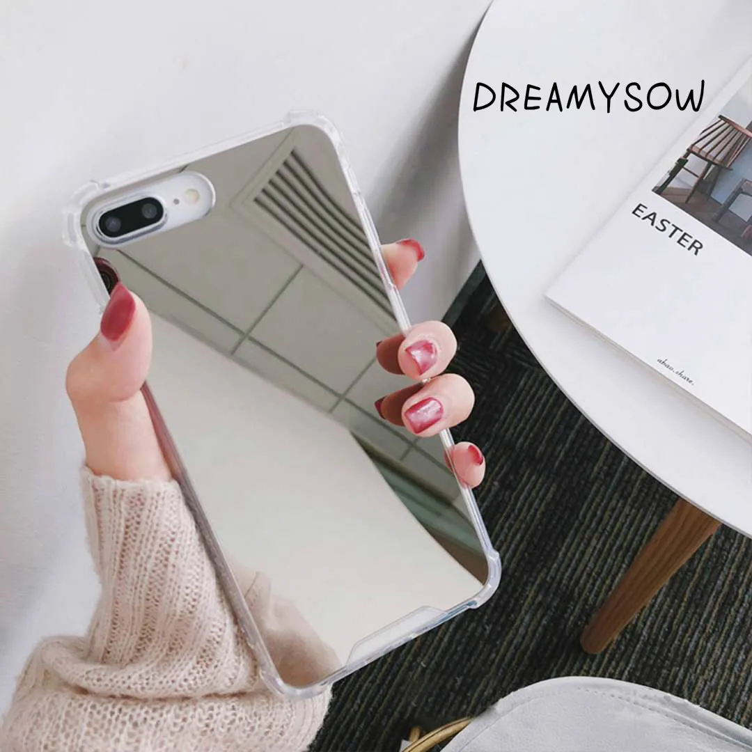 

Luxury Mirror Phone Cases For iPhone X XR XS MaxAnti-knock Case For iphone X 6 6S 7 8 Plus Cool Girl TPU Back Cover Protector