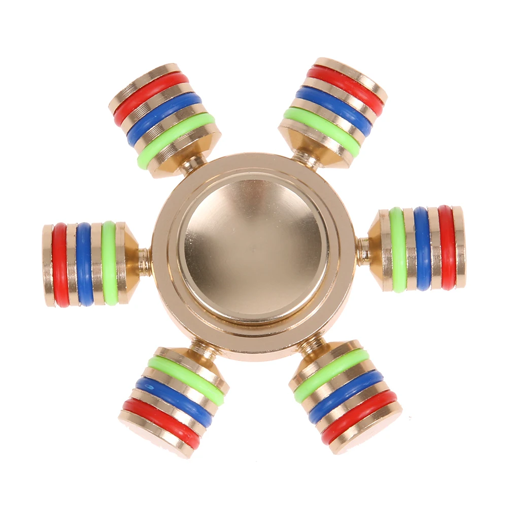 

Hand Fighet Spinner Three Heads Six Arms Hexagonal Spiral DIY Finger Spinner Copper Metal Spinner Toy Long Rational Rustproof