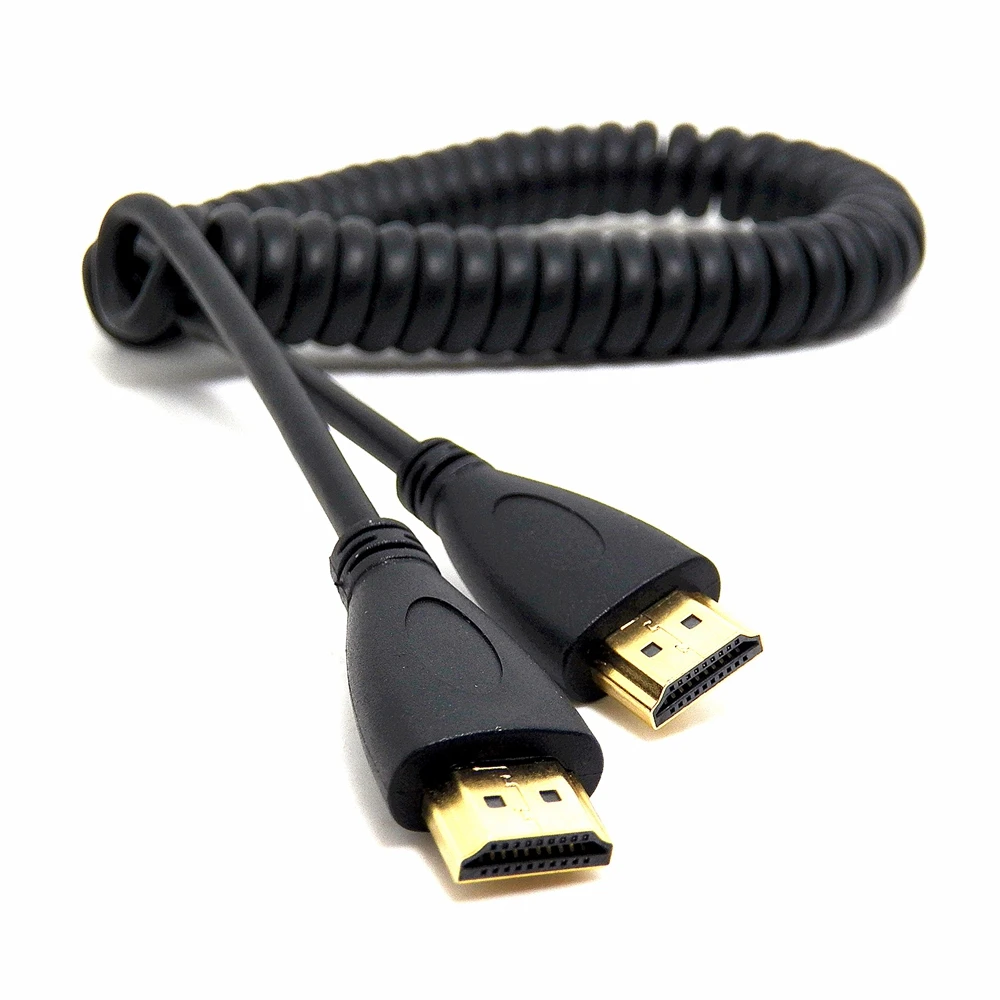 HDMI под прямым углом Mini HDMI пружинный изогнутый гибкий кабель V1.4 DSLR 0,5 M/2 M