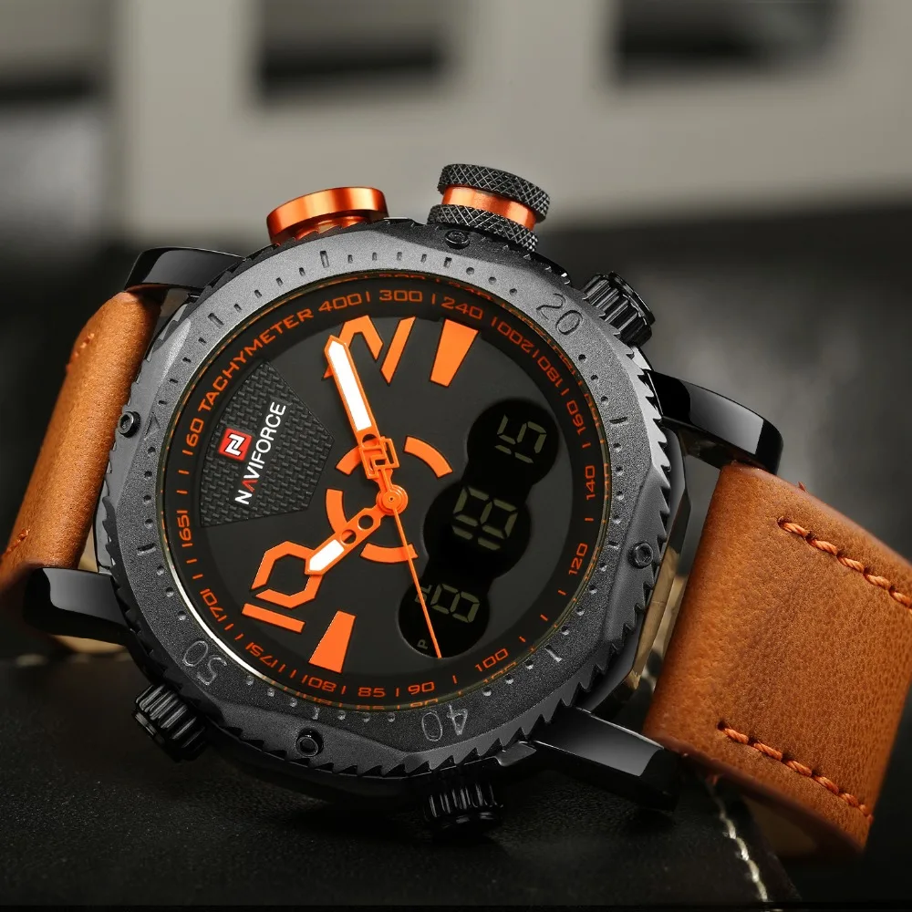 Модные брендовые мужские спортивные часы мужские кварцевые цифровые часы мужские с кожаным ремешком армейские военные наручные часы relogio masculino