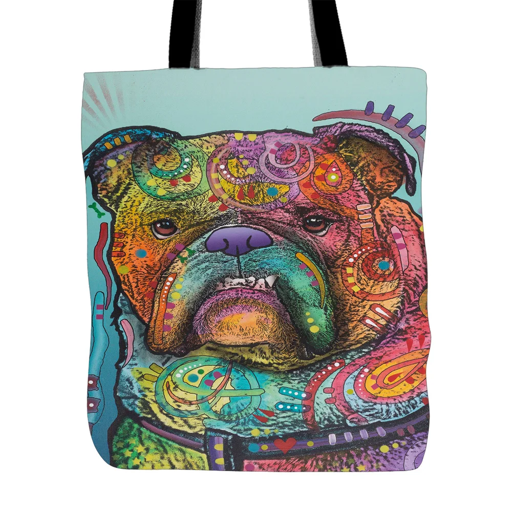 Přizpůsobené Border Collie série Tote Bags Dog Two Sides Printing Canvas Tote Bag Cute Animals Shopping Handle Pet Bag