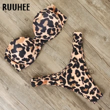 Ruuhee biquini biquíni maiô feminino 2020 leopardo brasileiro conjunto de biquíni push up maiô feminino verão beach wear(China)