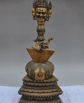 

old Tibetan Buddhism pure purple bronze elephant beast Dorje Vajra Phurpa Dagger
